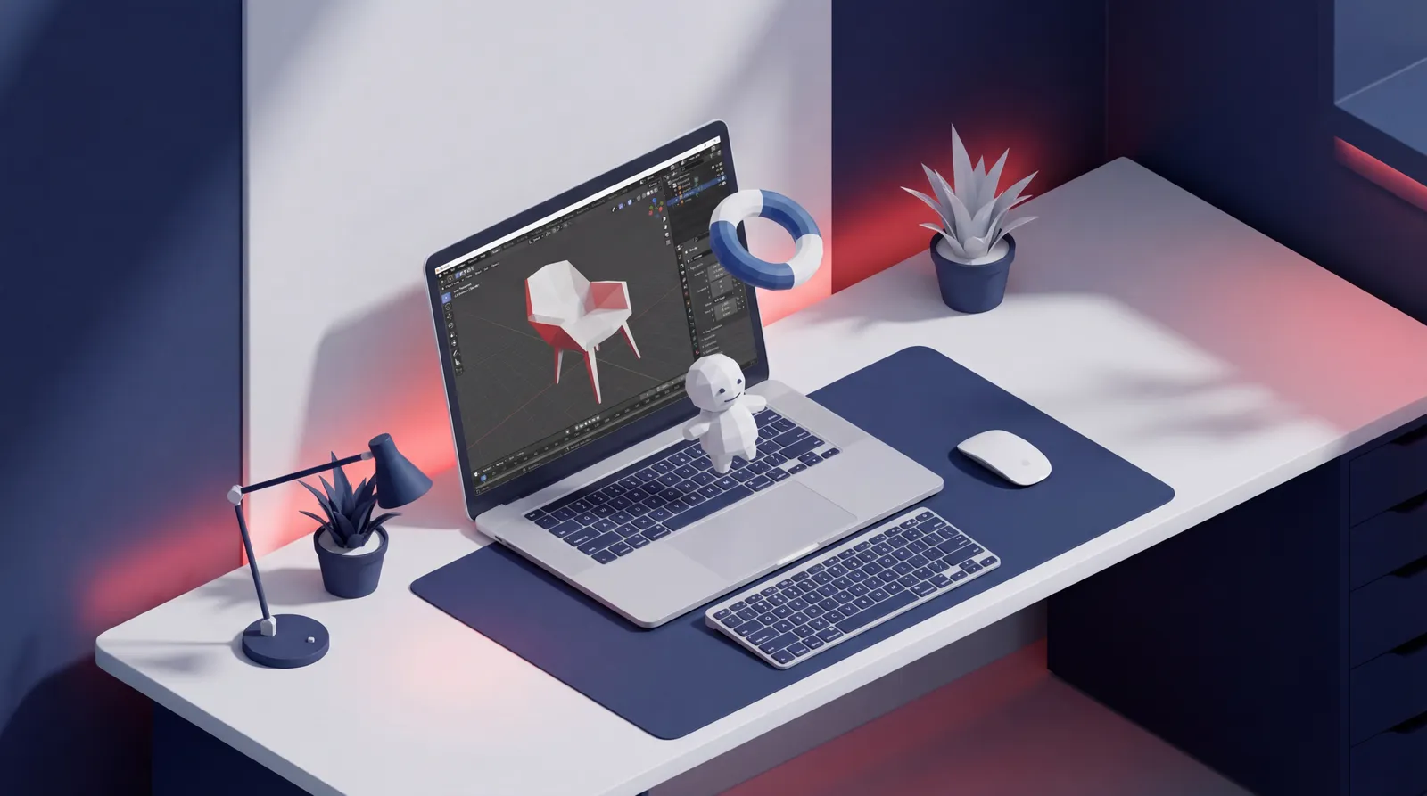 Blenderでの3Dデザイン制作風景
