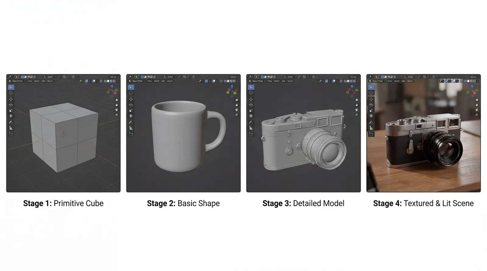 3Dモデリングの4つの成長段階